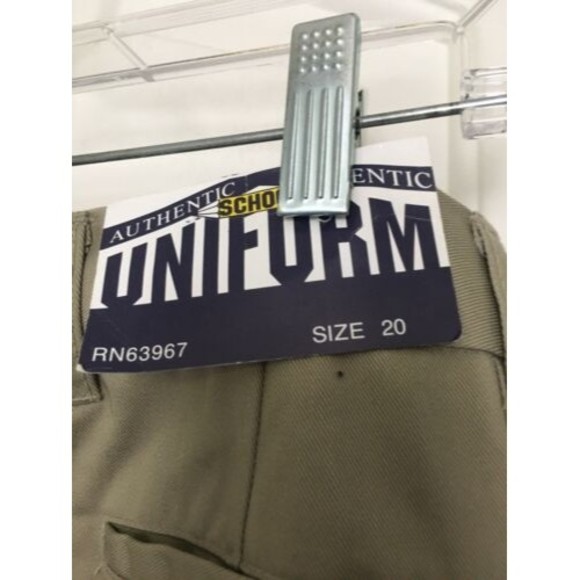 Authentic School Uniform Casual Pants Boys 20 Slim Fit Double Knee Khaki - Picture 9 of 11